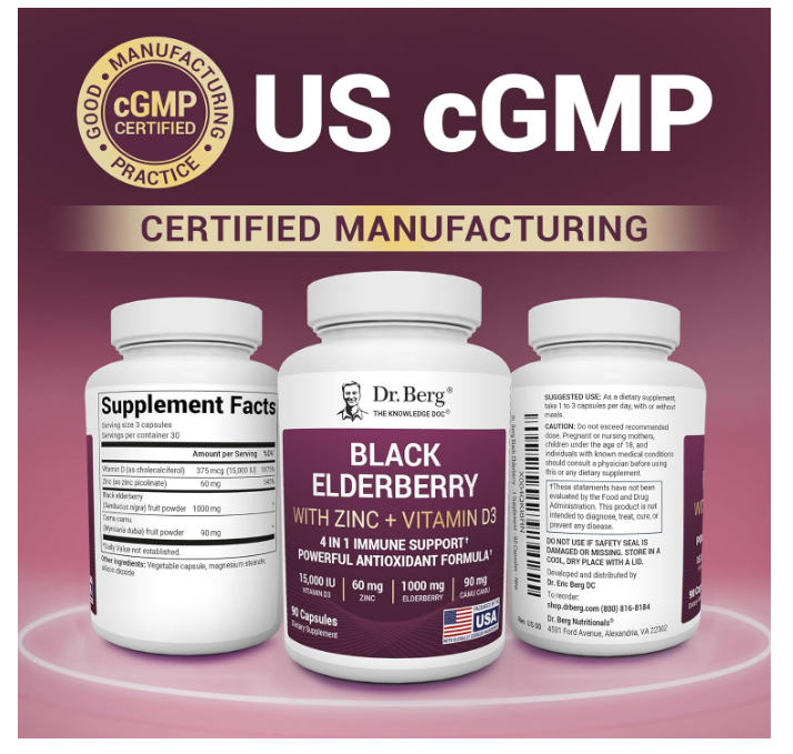 Dr. Berg Advanced Immune Support - Black Elderberry with Camu-Camu - 90 Capsules