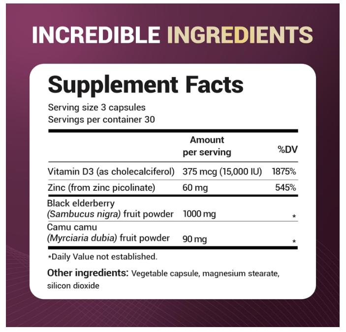 Dr. Berg Advanced Immune Support - Black Elderberry with Camu-Camu - 90 Capsules