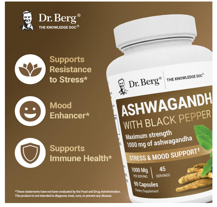 Dr. Berg Ashwagandha with Black Pepper - 90 Vegetable Capsules