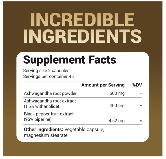 Dr. Berg Ashwagandha with Black Pepper - 90 Vegetable Capsules