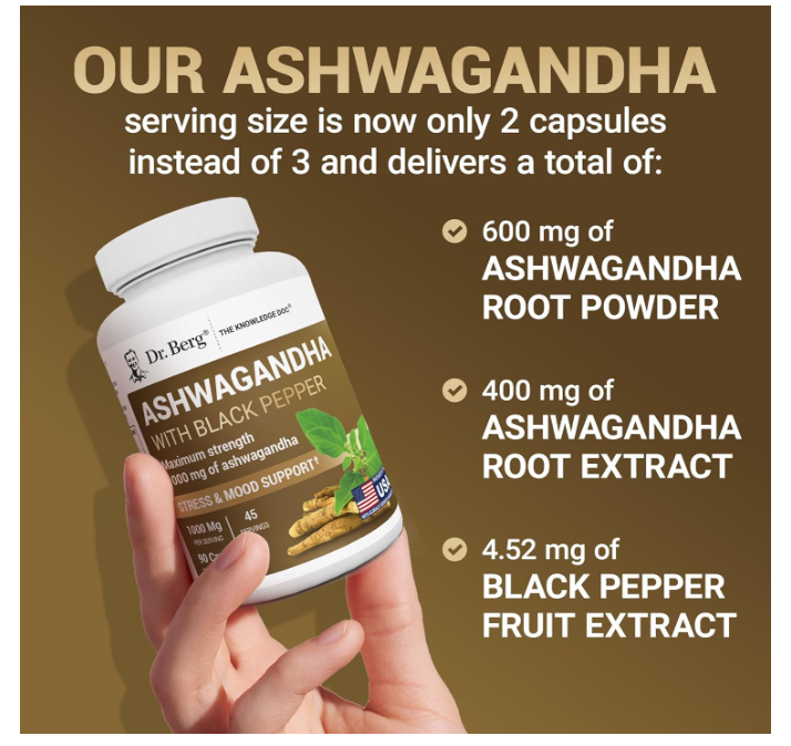 Dr. Berg Ashwagandha with Black Pepper - 90 Vegetable Capsules