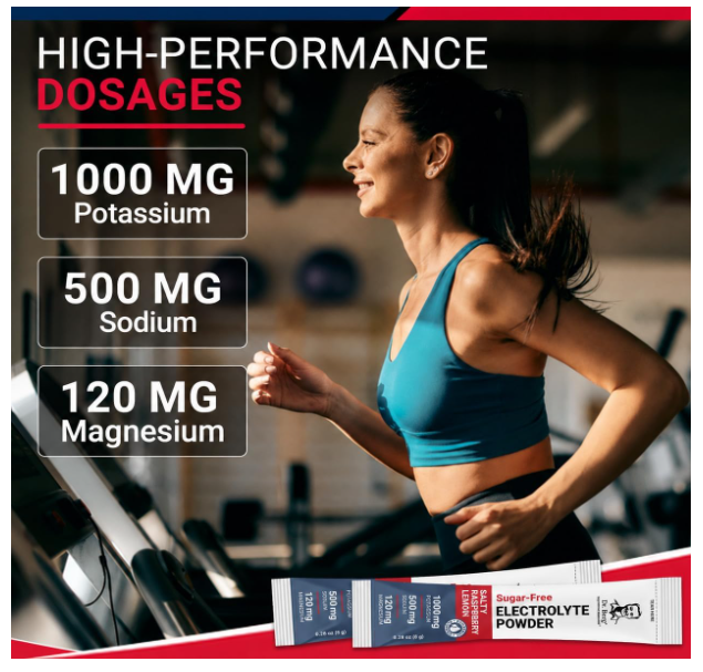 Dr. Berg Electrolyte Powder - Salty Raspberry Lemon Flavor 30-Sticks