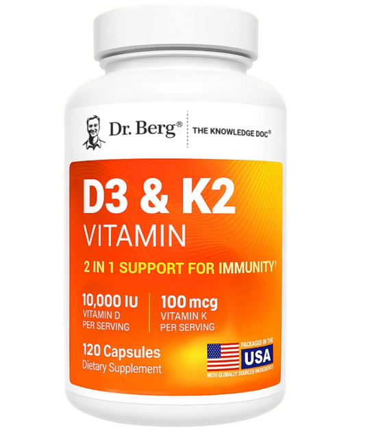 Dr. Berg 10,000 IU Vitamin D3 & K2 - 120 Capsules