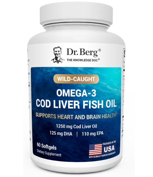Dr. Berg 1250 mg Omega 3 COD Liver Fish Oil - 60 Softgels