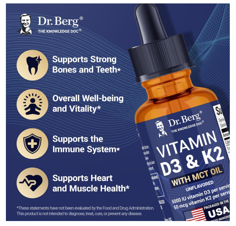 Dr. Berg Vitamin D3 & K2 Liquid with MCT Oil - 30ML
